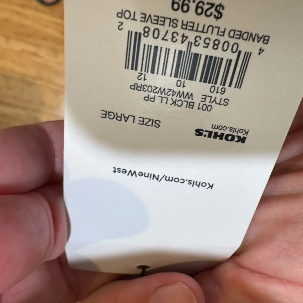 Black and White Floral Zebra Print Women's Top Nine West sz L - Picture 6 of 6